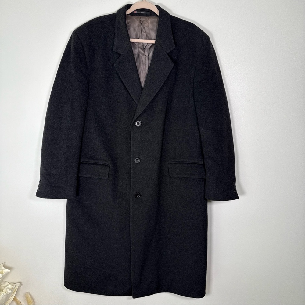 Kuppenheimer Men's Gray Cashmere Wool Blend Overcoat Trench Coat Size 47
